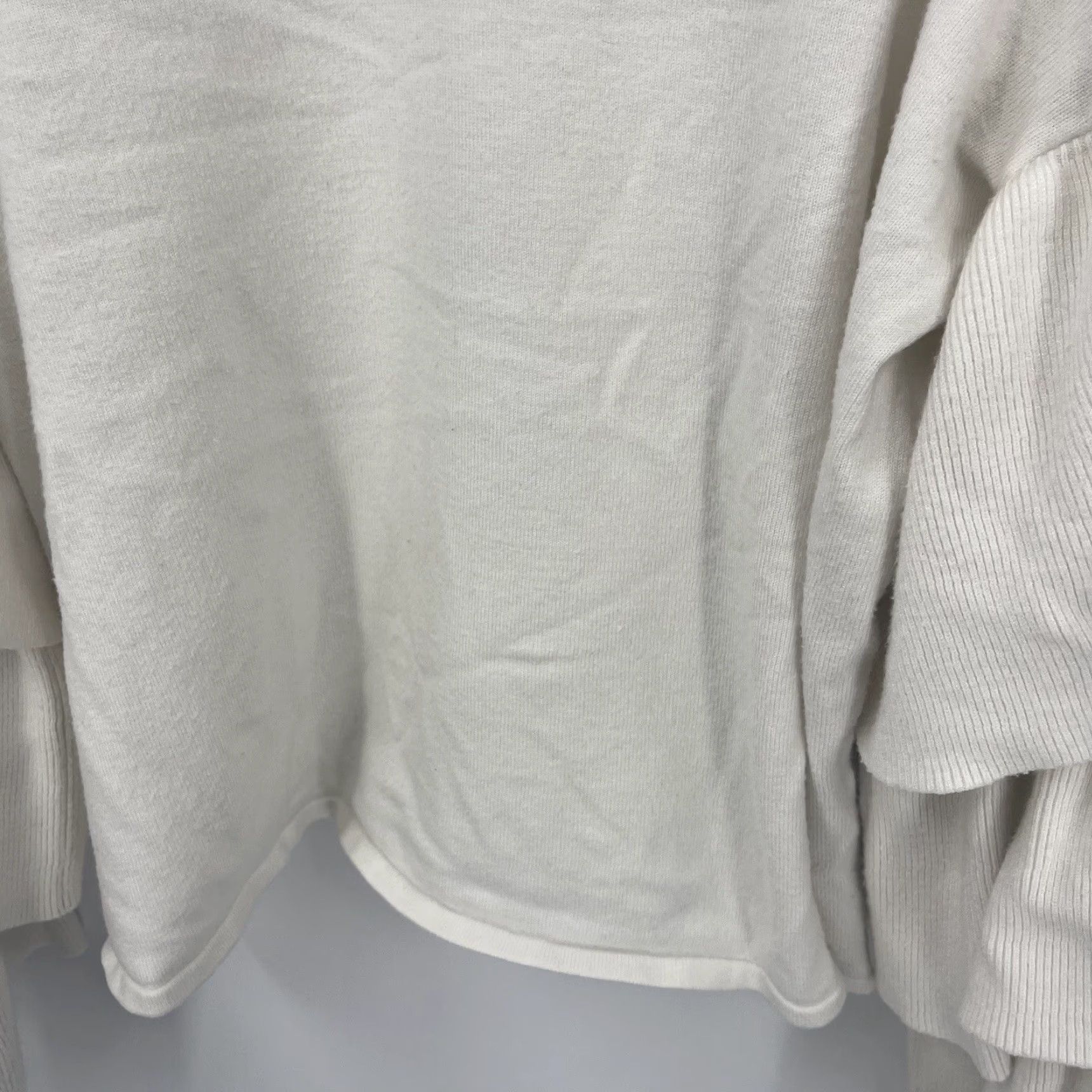 Zara Zara Knit Sweater Womens Large L Ivory Tiered Ruffle Sleeves Frill Pullover Bohemian Designer Elegant Modern Knit Style Vintage No Size L / US 10 / IT 46 - 7 Thumbnail