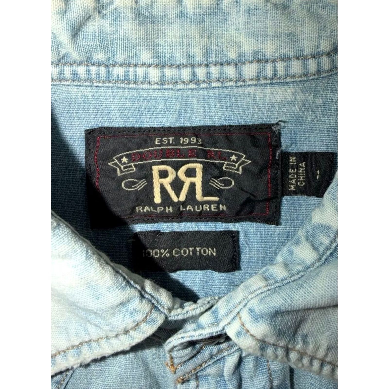 Ralph Lauren RRL RALPH LAUREN DENIM WESTERN SHIRT CONCHO BUTTON MEN Light Blue Size S Used Regular Fit Long Sleeve Cotton Button-Up Shirt Men Size US S / EU 44-46 / 1 - 2 Thumbnail