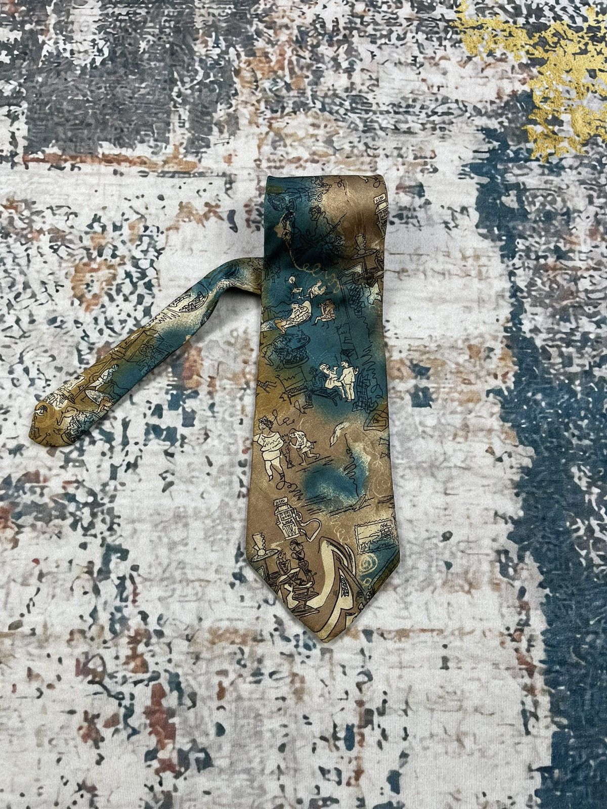 Hanover HANOVER FLOWING INK CARICATURE SILK TIE Size ONE SIZE - 2 Thumbnail
