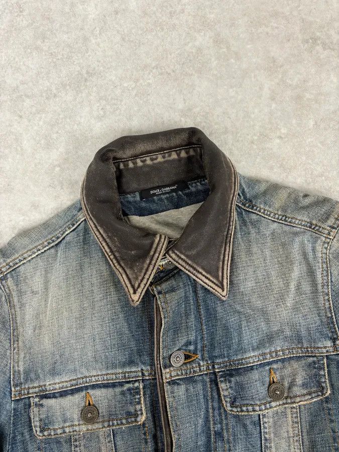 Dolce & Gabbana AW2003 Dolce & Gabbana Layered Leather & Faded Denim Jacket Size US M / EU 48-50 / 2 - 4 Thumbnail