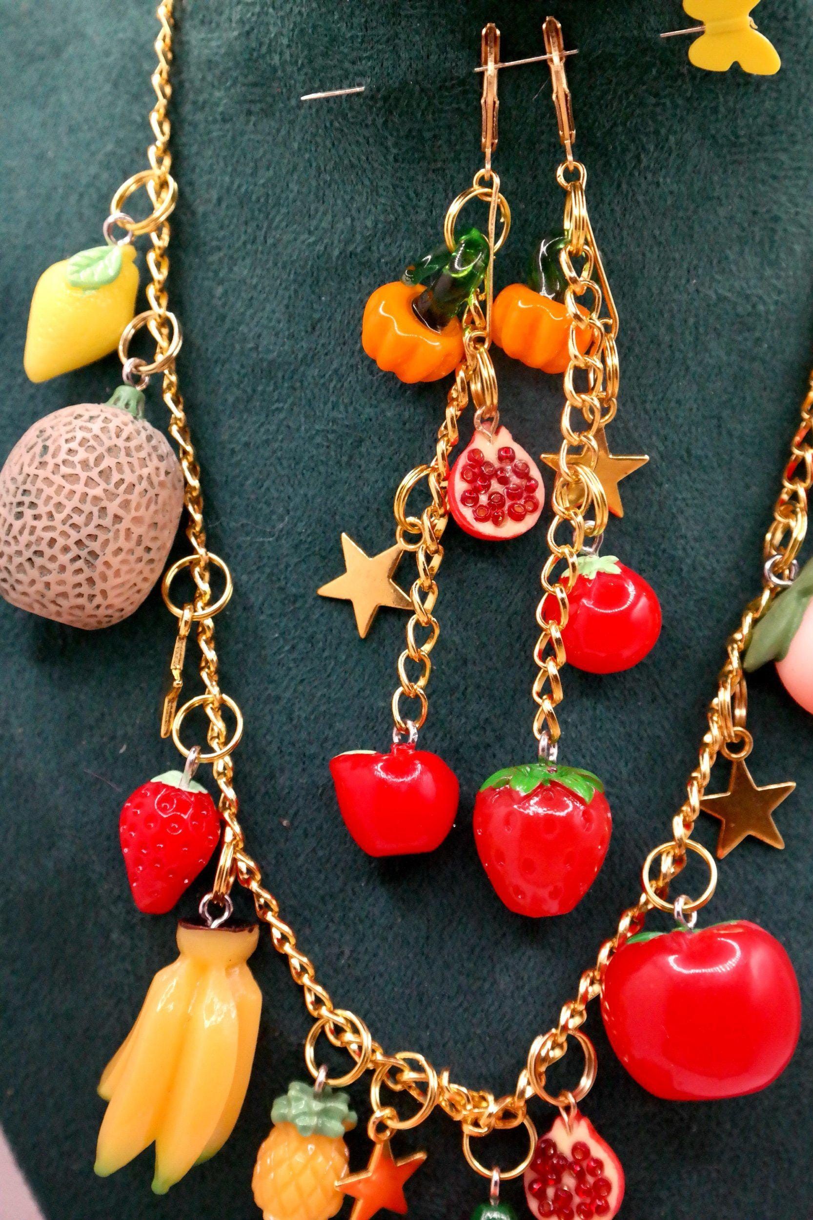 Handmade Fruity Gold Star Necklace & Earrings Set Size ONE SIZE - 3 Thumbnail