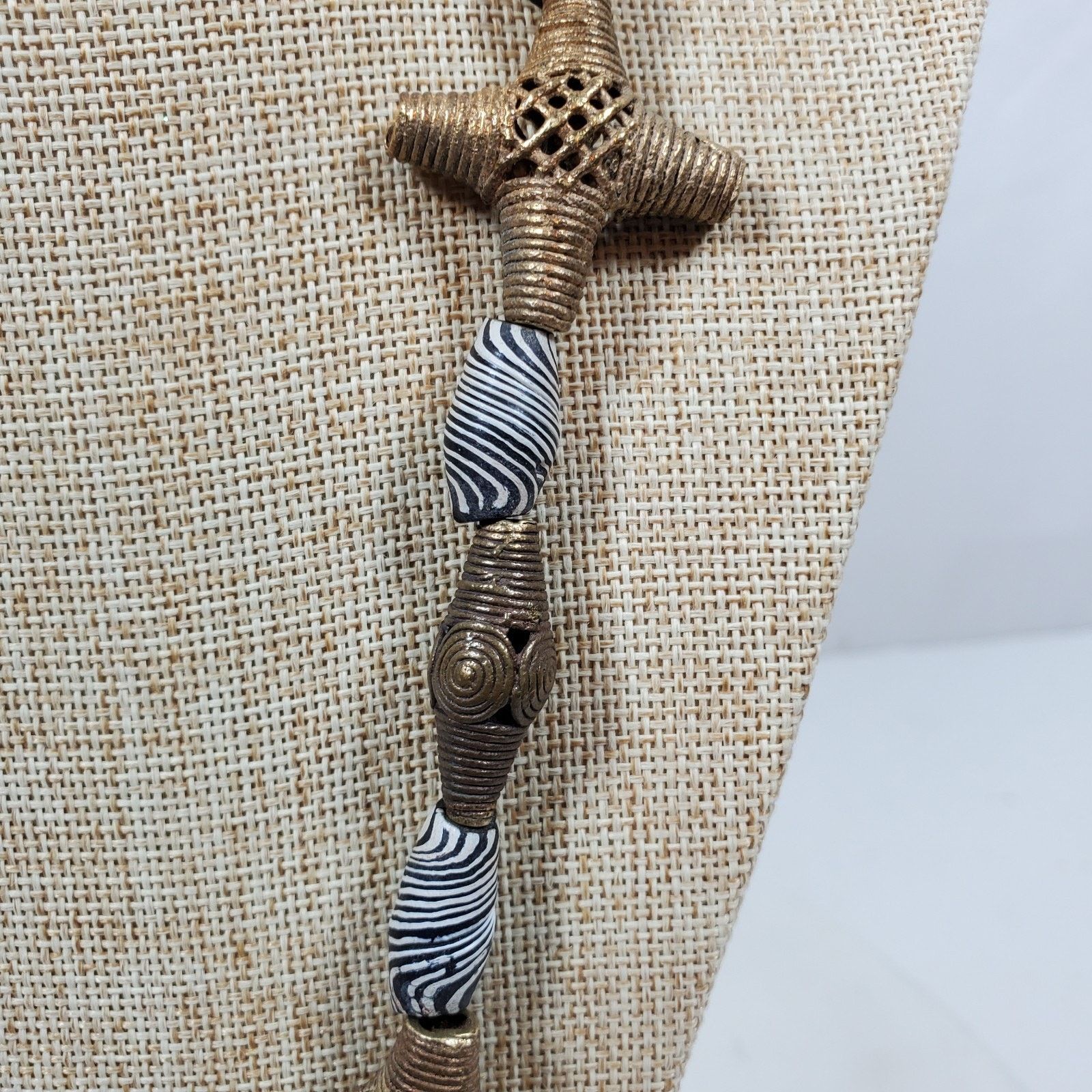 The Unbranded Brand Vintage Abstract Curvilinear Motif Necklace 26" Brass & Bead Size ONE SIZE - 5 Thumbnail