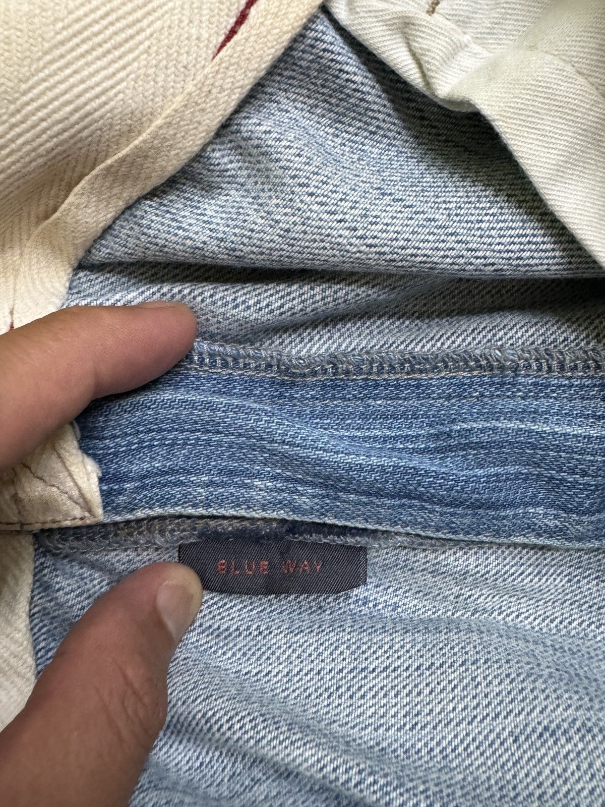 Japanese Brand Vintage BLUE WAYS Striped Distressed Double Knee Denim Pant Size US 32 / EU 48 - 16 Thumbnail