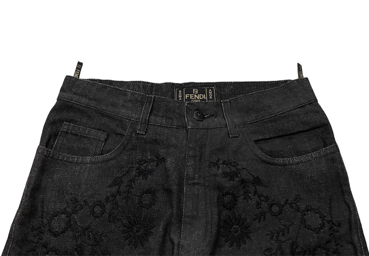 Fendi Embroidered Waxed Baggy Denim Size 29" - 4 Thumbnail
