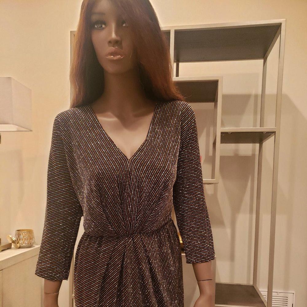 Designer Trina Turk Glitter Striped V-neck dress Size M / US 6-8 / IT 42-44 - 2 Thumbnail