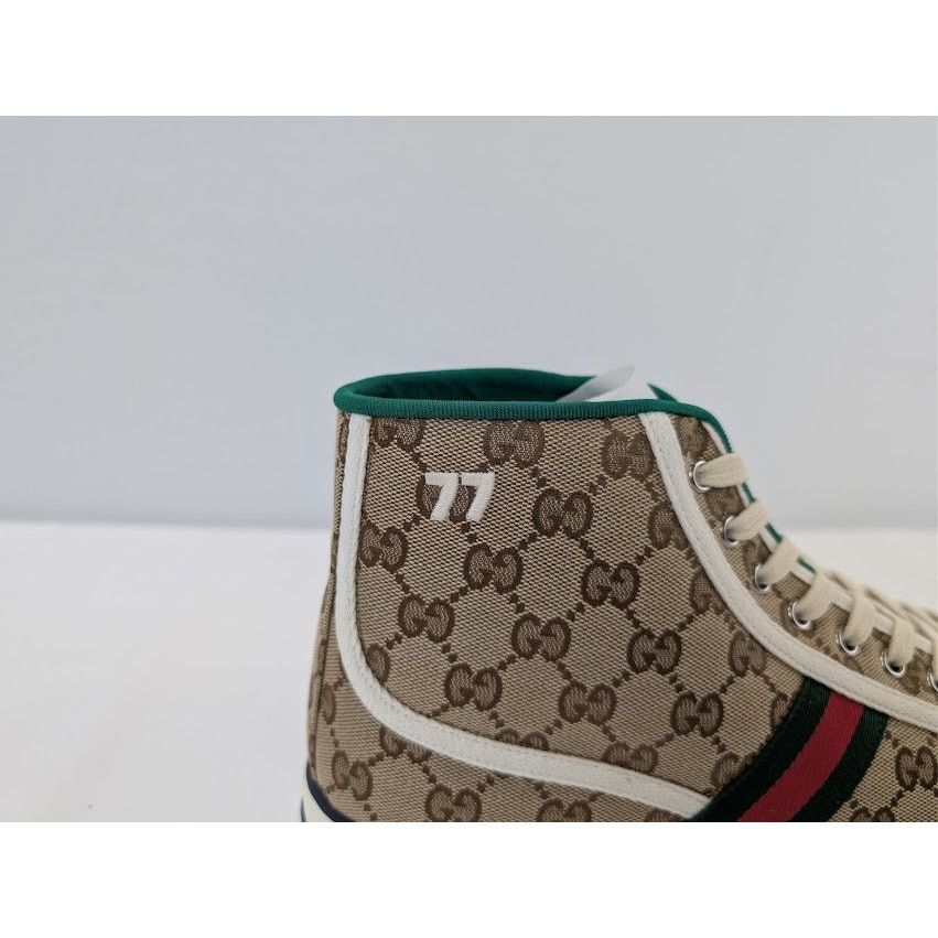 Gucci o1rshd1 Tennis 1977 Canvas High-Top Sneakers in Beige Ebony Size US 11 / EU 44 - 5 Thumbnail