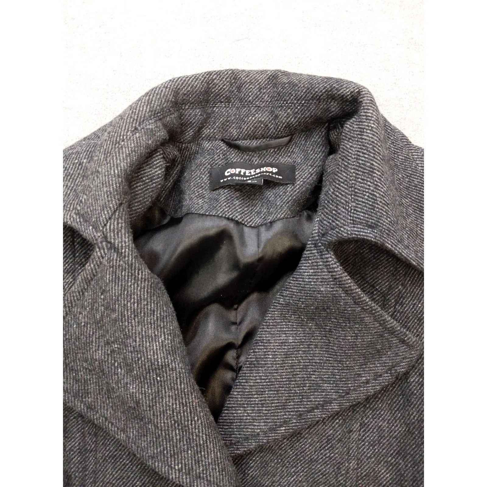 Vintage Coffeeshop Womens Small Gray Wool Blend Belted Pleated Trench Lined Tweed Coat Size S / US 4 / IT 40 - 4 Thumbnail
