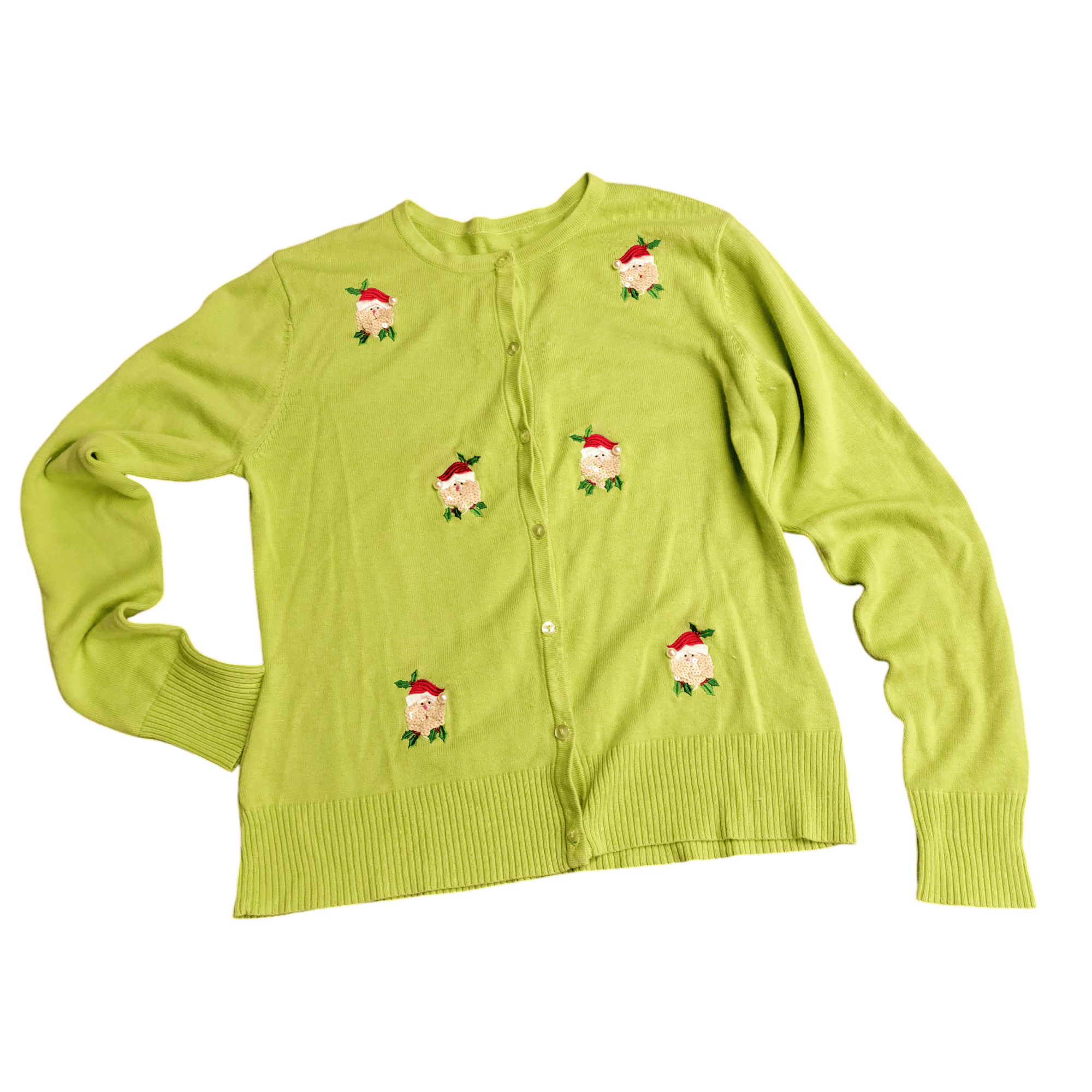 NBDN Nobrandedon Ugly Christmas Sweater Embroider Sequin Santas Cardigan Size M / US 6-8 / IT 42-44 - 3 Thumbnail