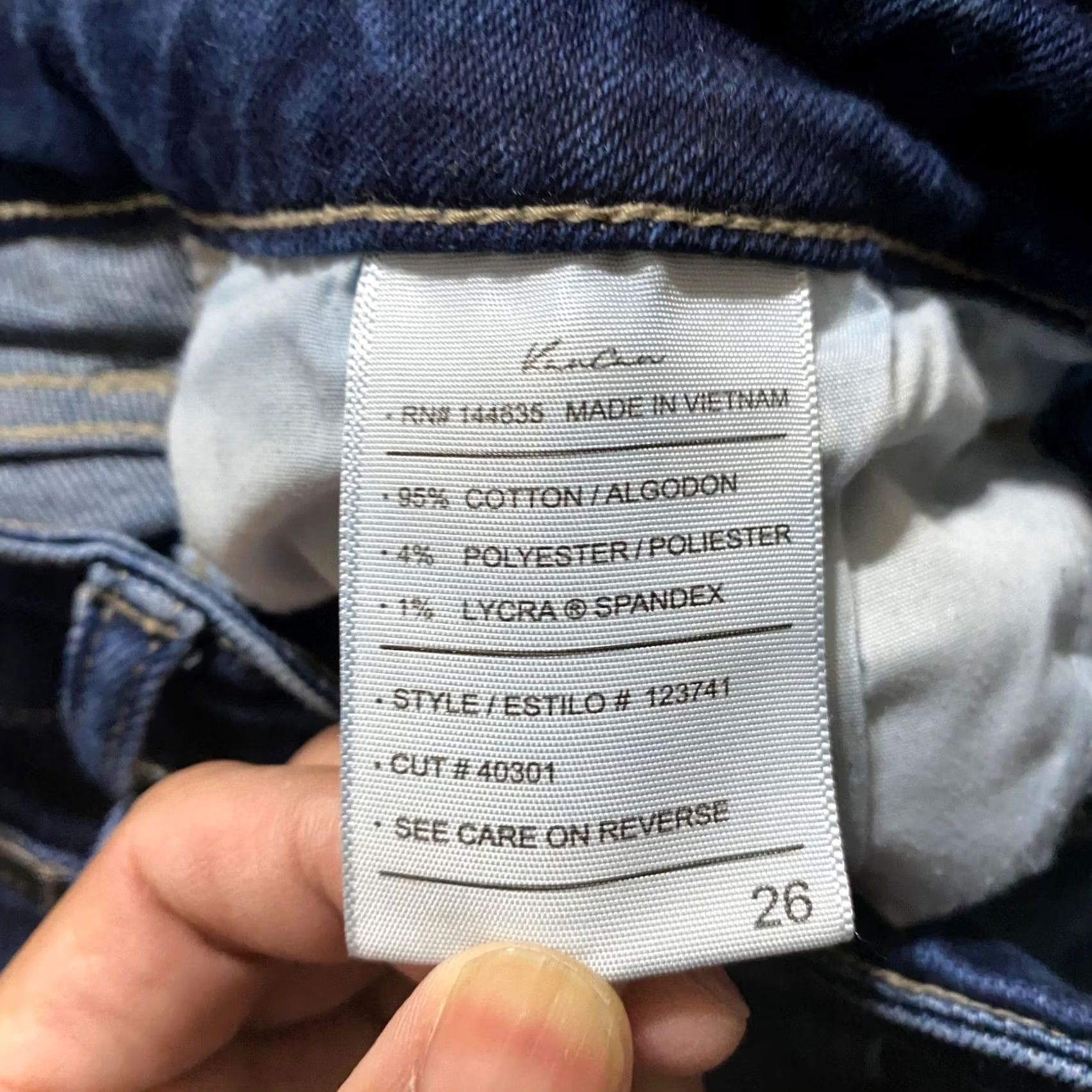 Vintage KanCan Womens Jeans 26 Blue Denim Dark Wash Skinny Distressed High Rise Stretch Button Zip Pocket 5-Pocket Regular Inseam 26in Size 26" / US 2 / IT 38 - 4 Thumbnail