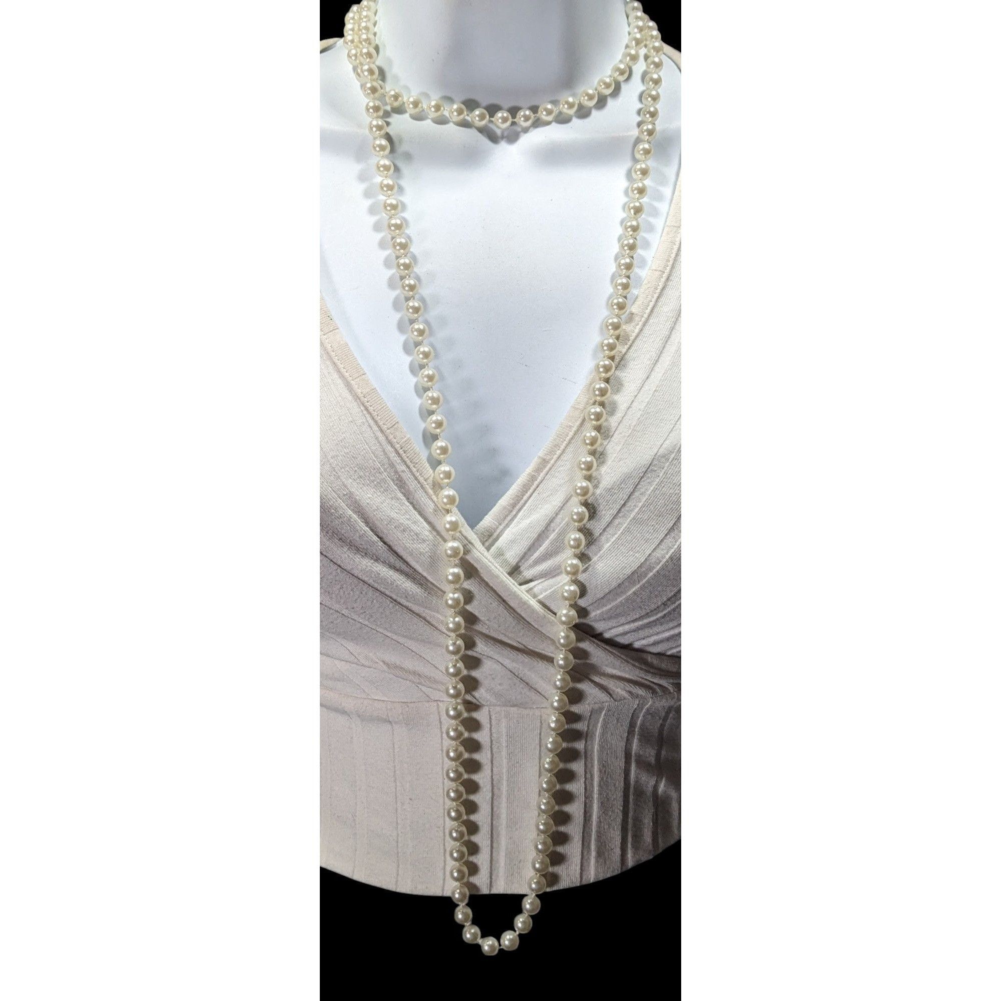 Other Classic Long White Faux Pearl Beaded Necklace Size ONE SIZE - 7 Thumbnail