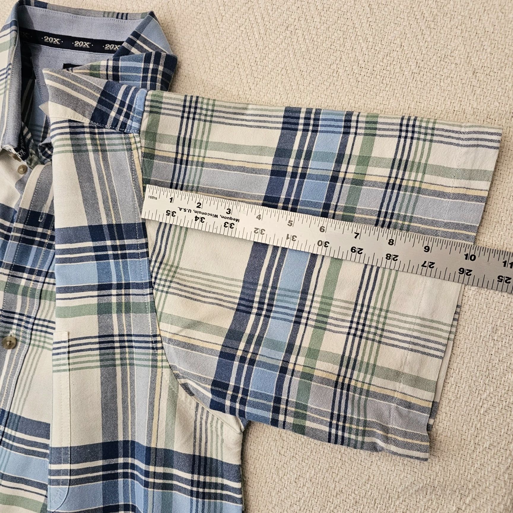 Wrangler Wrangler Shirt Blue Plaid Short Sleeve Button-Down 2XT Mens Vintage No N/A Size US XXL / EU 58 / 5 - 7 Thumbnail