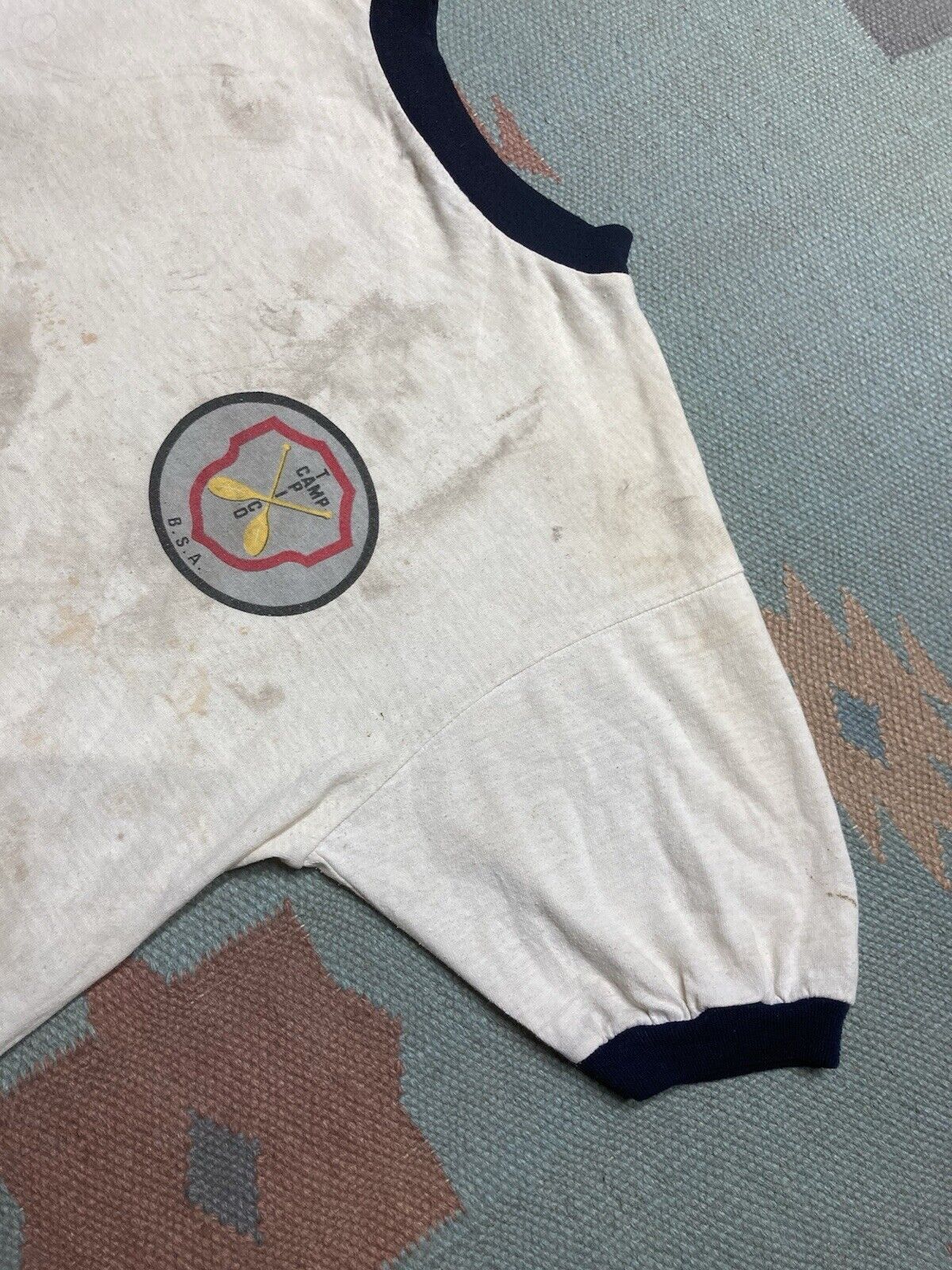 Vintage 70s ringer t shirt Boy Scouts Camp Tapico stain distressed L Size US L / EU 52-54 / 3 - 4 Thumbnail