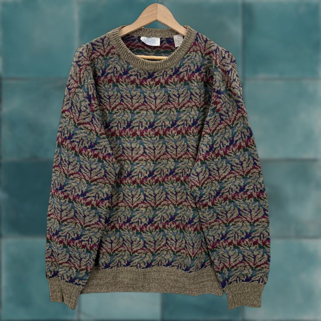 MILLY VINTAGE Frankenmuth Woolen Mill Sweater Mens L Beige Ramie Fair Isle Bavaria 90s Size US L / EU 52-54 / 3 - 1 Thumbnail