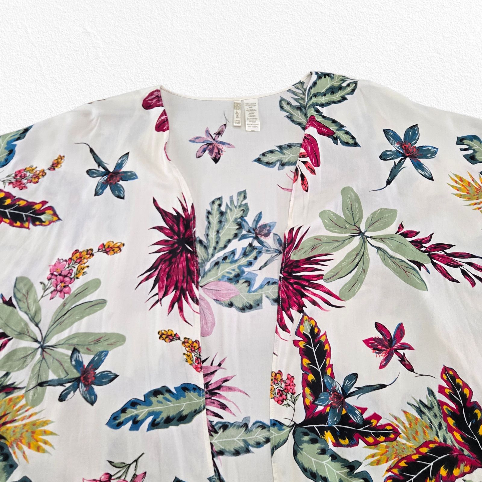 Other Tropical Floral Kimono Cardigan Open Front Boho One Size Size ONE SIZE - 6 Thumbnail