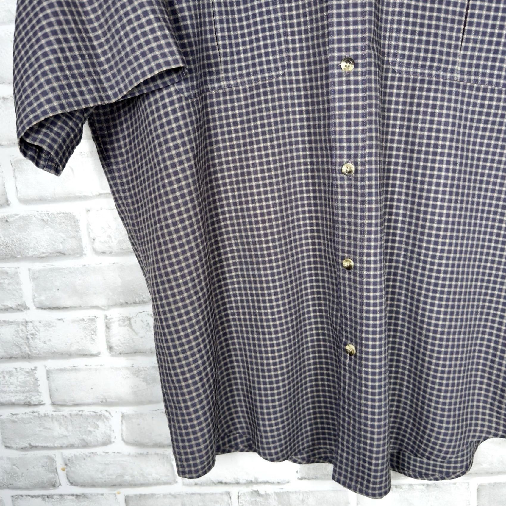 Vintage L.L. Bean Mens L Polyester Blend Plaid Short Sleeve Button Down Size Size US 33 - 3 Thumbnail