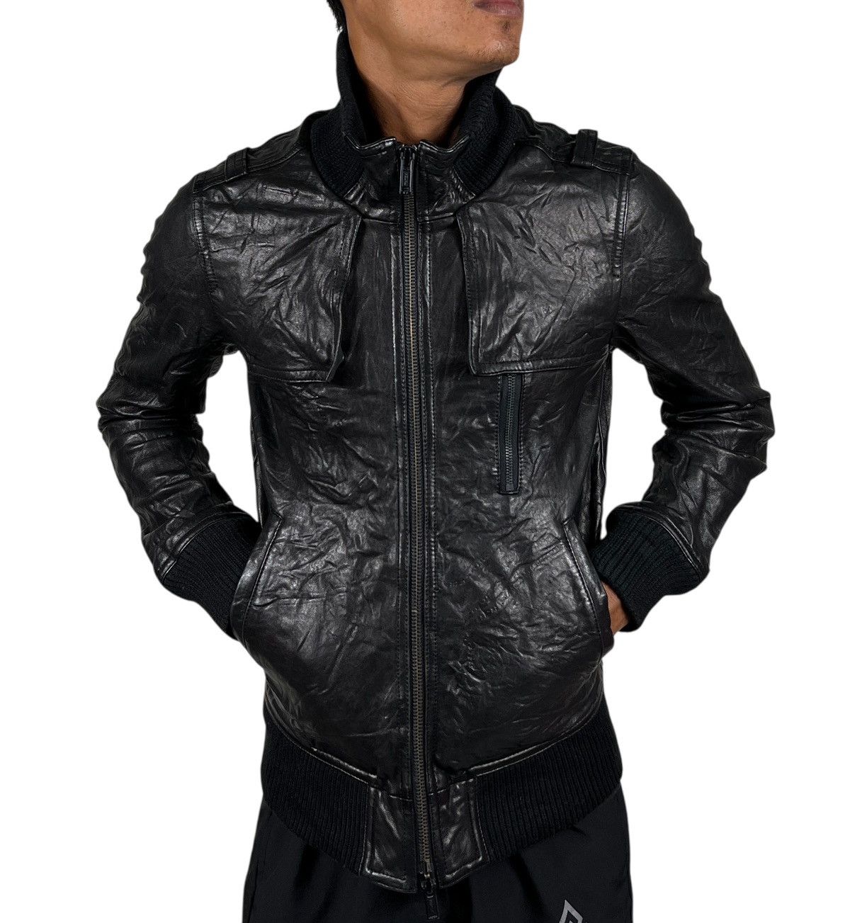 American Rag 🔥 American Rag Cie Leather Moto Rider Bomber Jacket Size US S / EU 44-46 / 1 - 2 Thumbnail