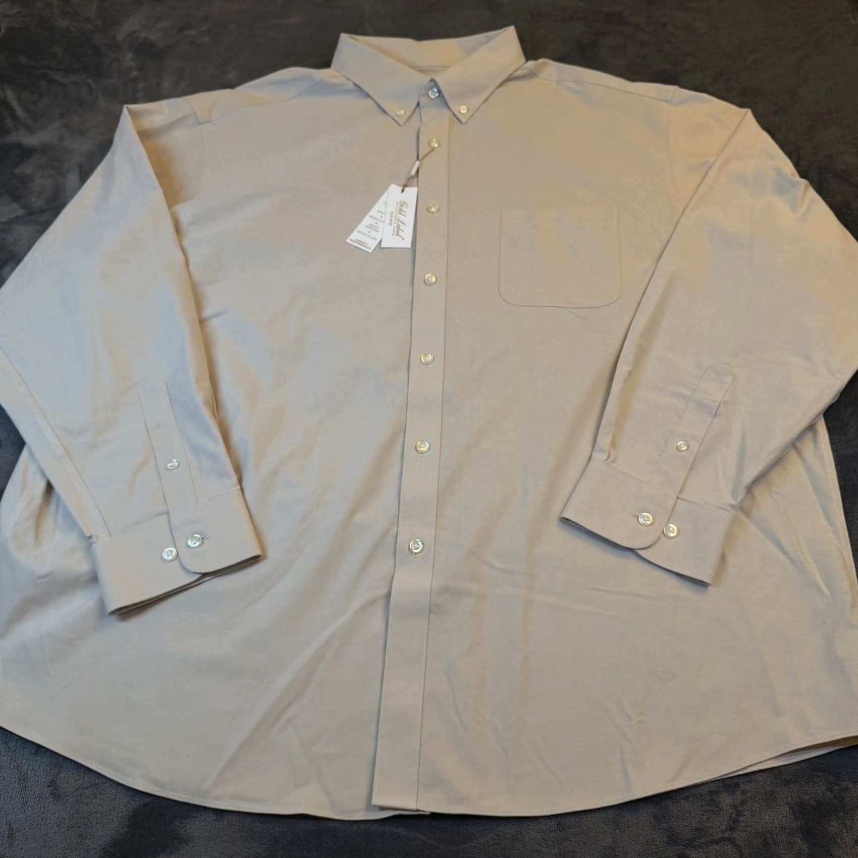 Roundtree & Yorke Roundtree Yorke Gold Label Dress Shirt Mens XXL Beige Stretch Performance NWT Size 48R - 3 Thumbnail