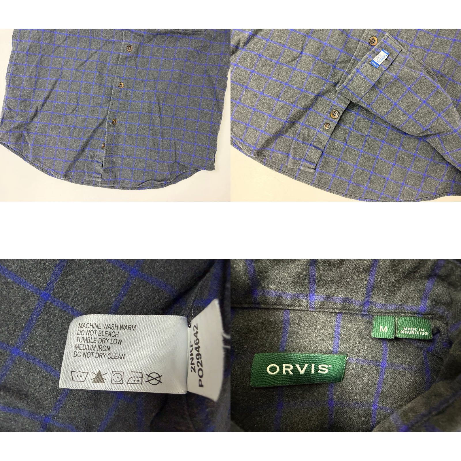 Orvis Orvis Luxury Flannel Shirt Men M Gray Blue Check Button-Up Shirt-Long Sleeve Casual Outdoors Mens M Cotton Flannel Check Pockets Size US M / EU 48-50 / 2 - 9 Thumbnail