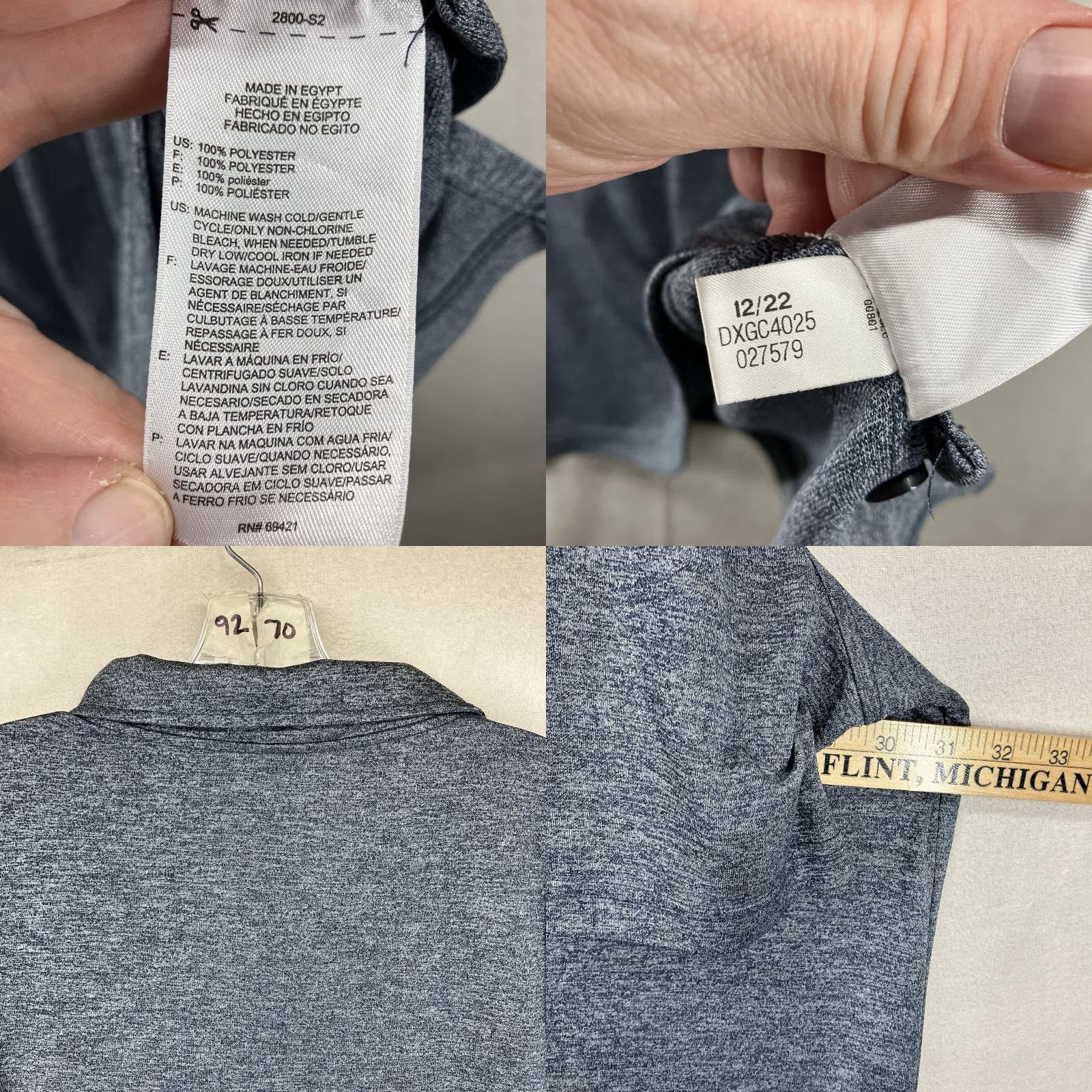 Reebok Reebok Polo Mens 4XLT Golf Activewear Performance Stretch SPEEDWICK Shirt Short Sleeve Gray 62 Chest Regular Big & Tall Mens Polo Size US XXL / EU 58 / 5 - 8 Thumbnail