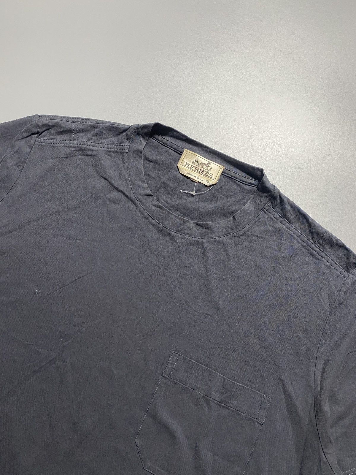 Hermes HERMES PLAIN POCKET TEE GRAY SHIRT Size US S / EU 44-46 / 1 - 7 Thumbnail
