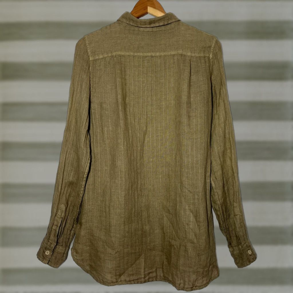 Vintage CP Shades Women's Button-Up Linen Shirt Green Small Made in USA Linen Shirt Bohemian Classic Casual Womens Girls Mens 90s Size S / US 4 / IT 40 - 1 Thumbnail
