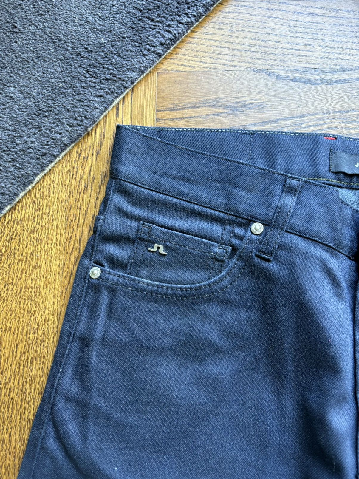 Designer × J.Lindeberg J LIndeberg Jay Dressed Blue Pants Waxed Denim Skinny Jeans Size US 31 - 8 Thumbnail