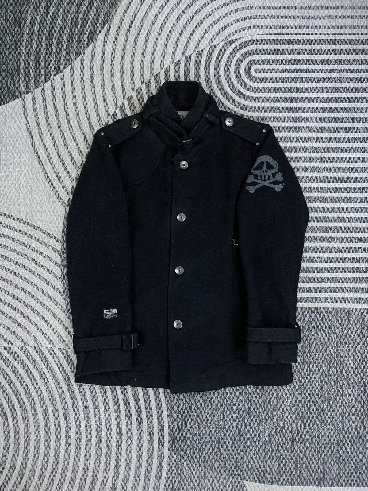 Blue Blue Japan Vintage Blue Cross With Skull Graphic On Sleeve Punk Jacket Size US M / EU 48-50 / 2 - 5 Thumbnail