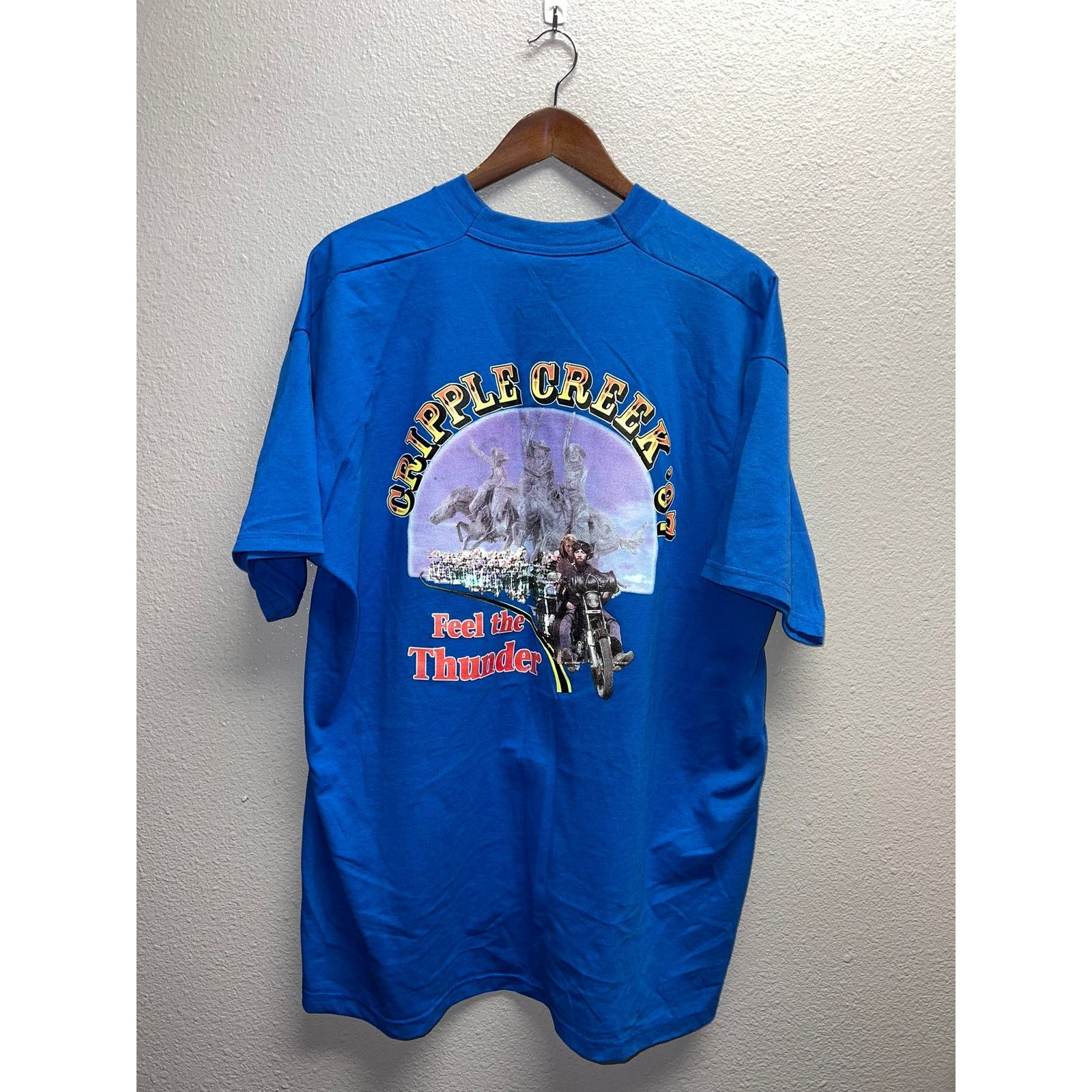 Fruit Of The Loom Vintage Cripple Creek Biker Shirt Feel Thunder 1997 Tee 90s Size US XXL / EU 58 / 5 - 1 Thumbnail