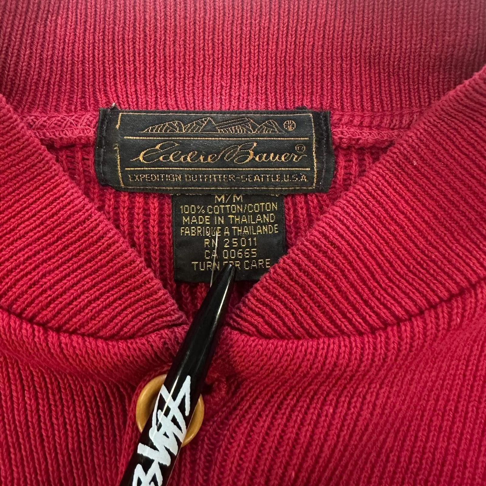 Eddie Bauer Vintage 90s Eddie Bauer 1/4 Button Red Knit Size US M / EU 48-50 / 2 - 5 Thumbnail