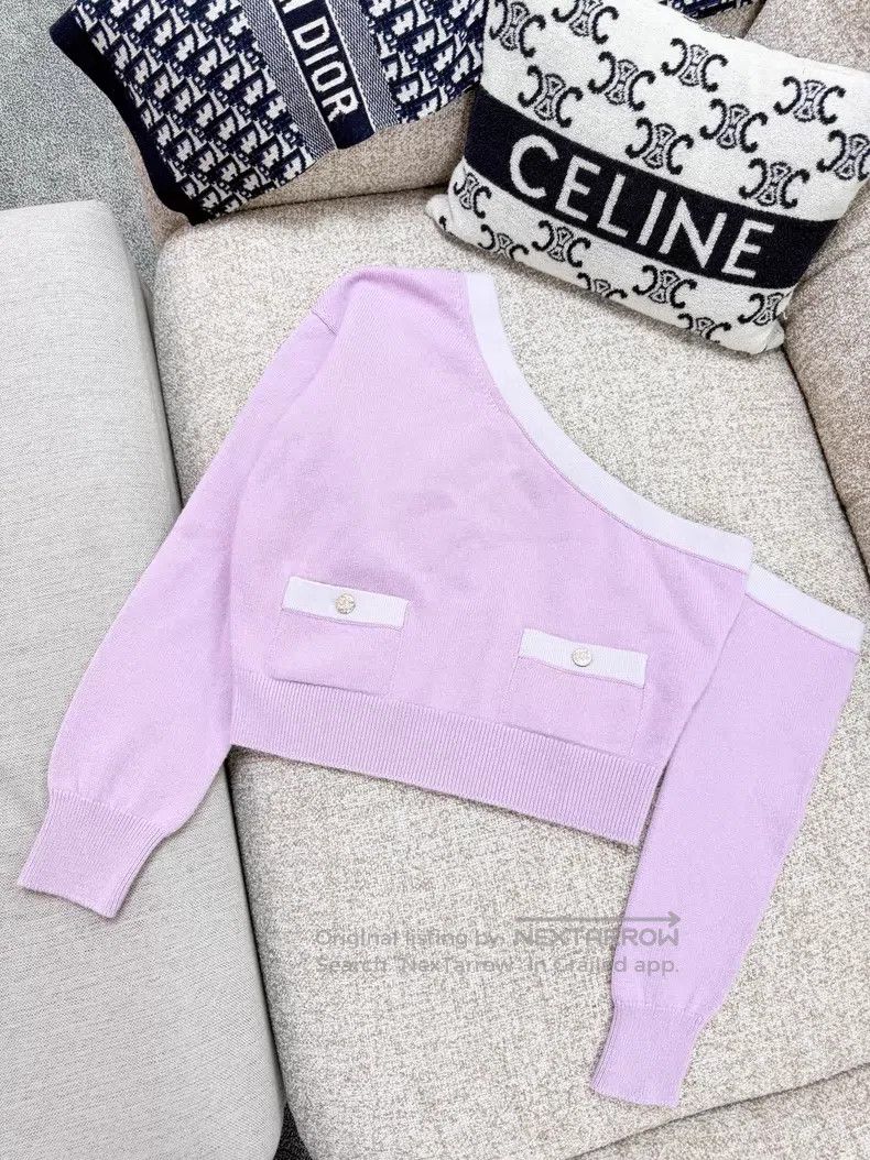 Chanel Chanel Pin lilac edge slanted shoulder sleeve Size XS / US 0-2 / IT 36-38 - 2 Thumbnail