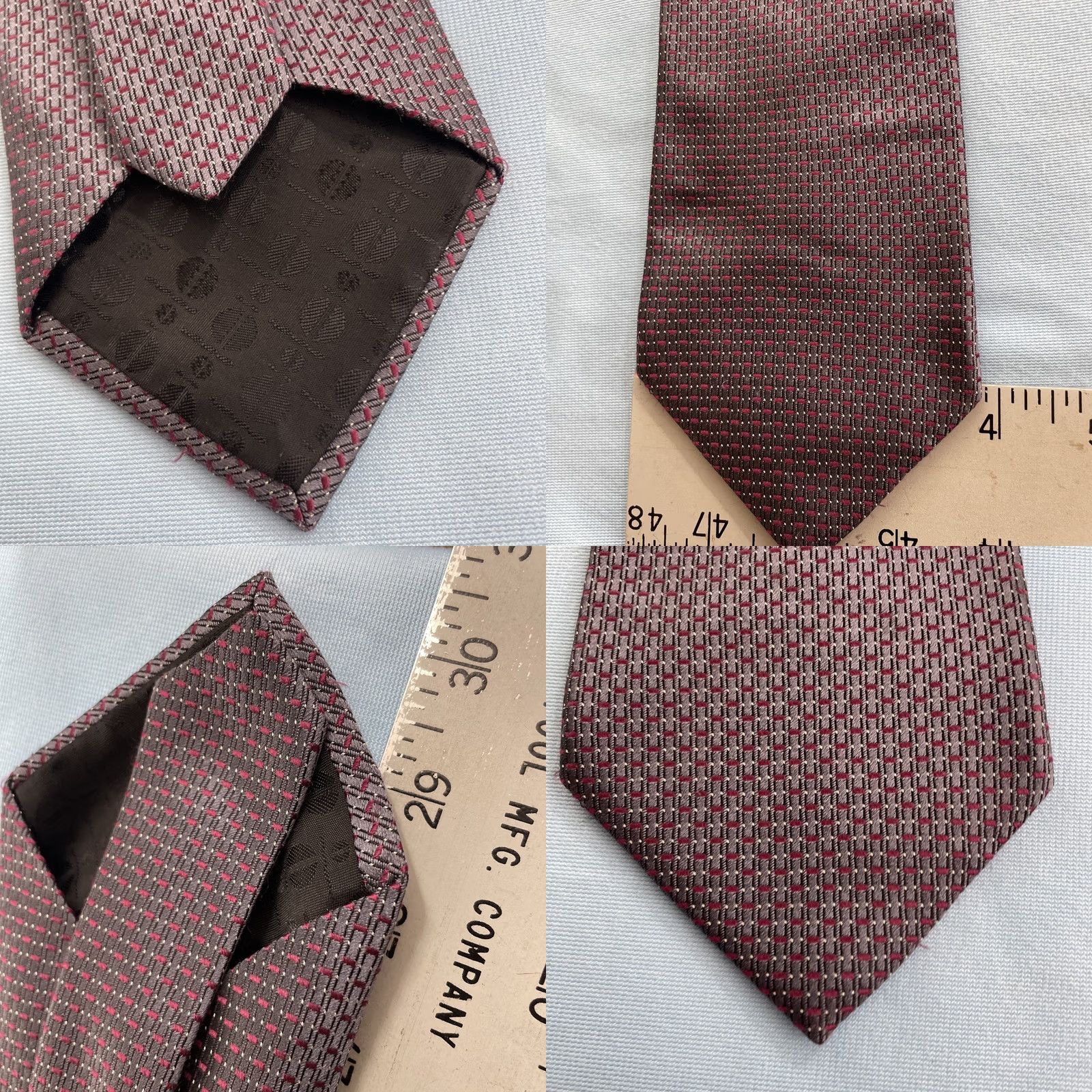Sperry VINTAGE Necktie Perry Ellis Woven Silk Tie Art Deco Chain Gray Red Exec 4x61 Mens Tie Silk Woven Vintage 90s USA Size ONE SIZE - 8 Thumbnail
