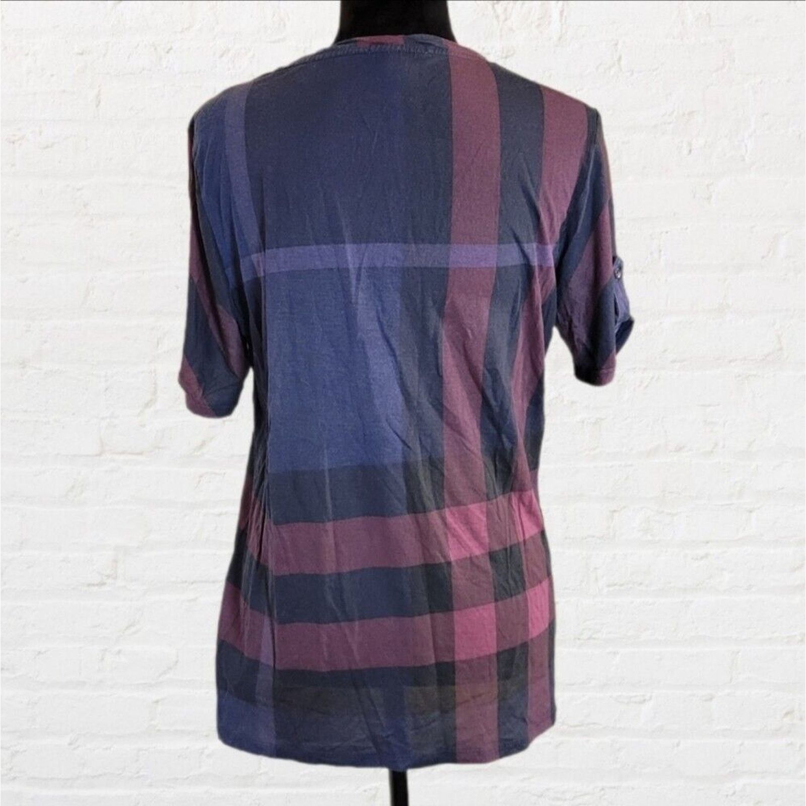 Burberry Burberry Brit Purple Plaid Top SzL Size L / US 10 / IT 46 - 2 Thumbnail