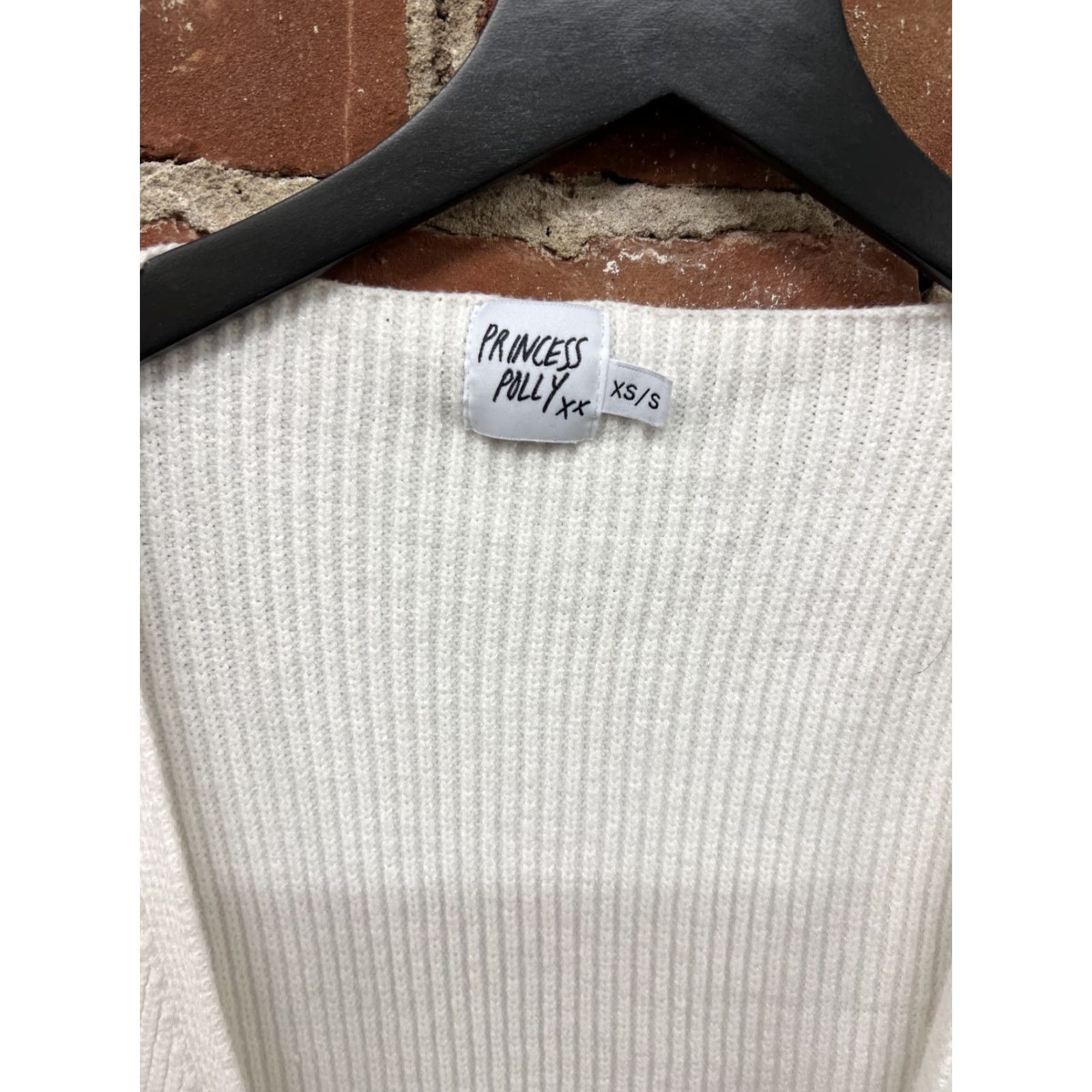 PRINCESS POLLY Princess Polly White Wrap Cardigan XS/S Cardigan Women White Bell Sleeve V-Neck Knit Lightweight Casual Regular Size XS / US 0-2 / IT 36-38 - 2 Thumbnail