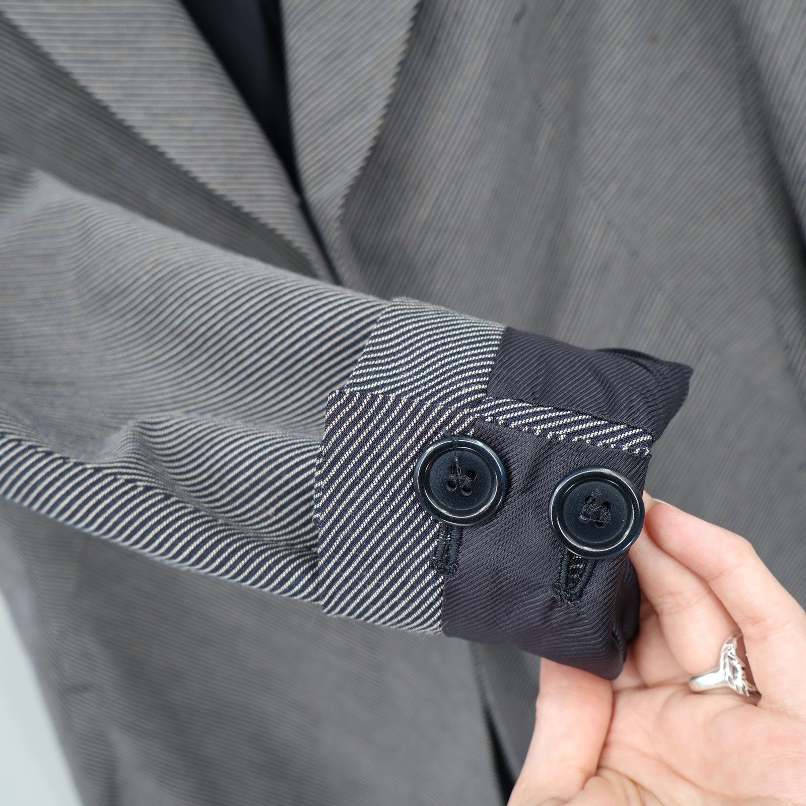 Dirk Bikkembergs Dirk Bikkembergs Herringbone Blazer Mens 46 Gray Academia Size 46R - 7 Thumbnail