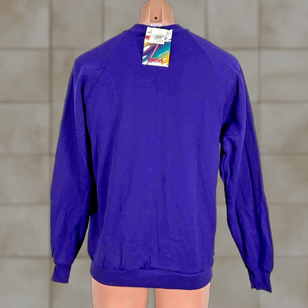 VINTAGE JERZEES Sweatshirt Crewneck L Purple 80s DEEP PURPLE 50/50 Raglan NWT Mens Shirt Crew Neck Cotton Blend Fleece USA Fit Regular Size L