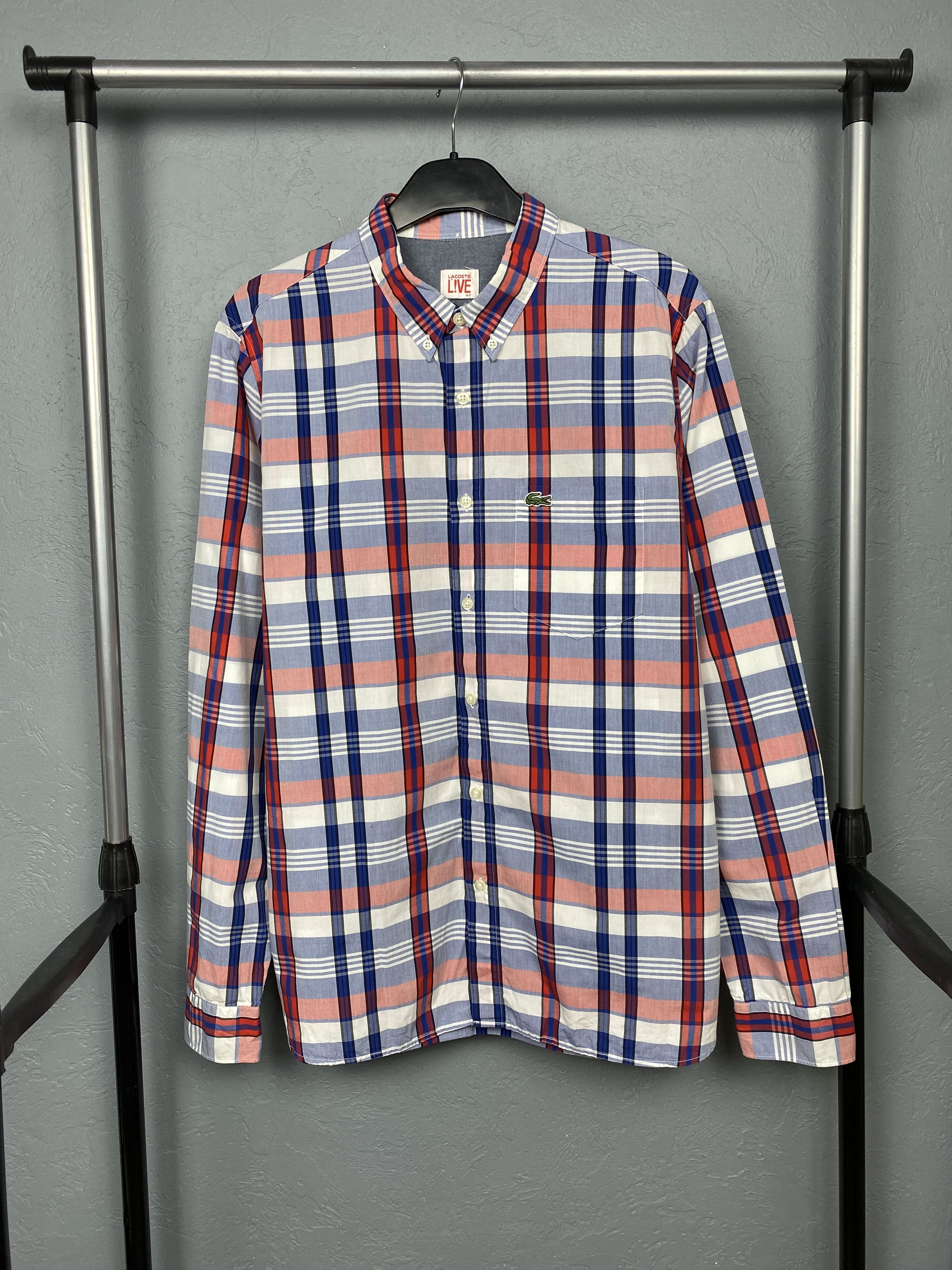 Lacoste Lacoste Live Vintage Mens Long Sleeve Plaid Shirt Size US L / EU 52-54 / 3 - 1 Preview