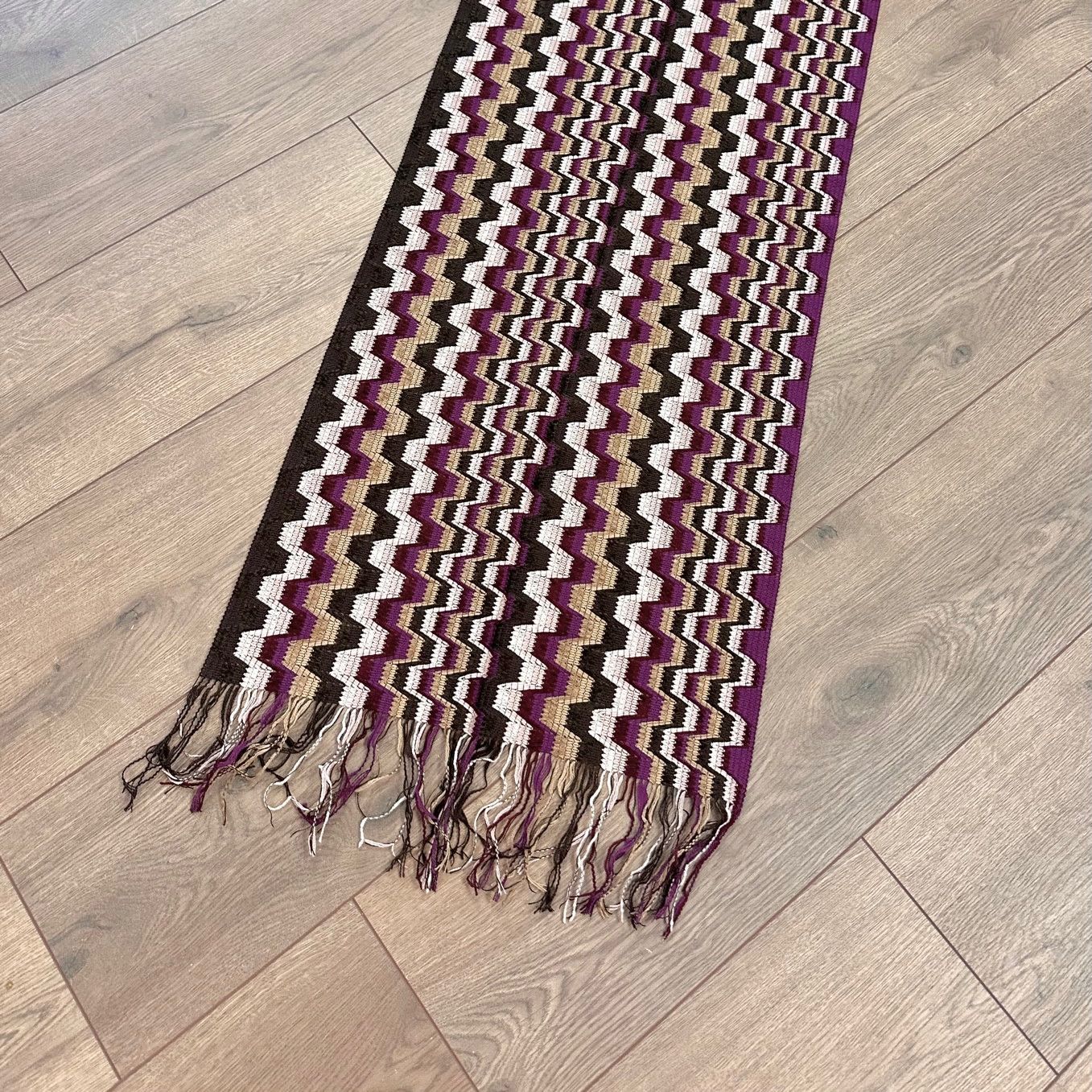 Missoni Missoni Purple Beige Zigzag Chenille Scarf Size ONE SIZE - 11 Thumbnail
