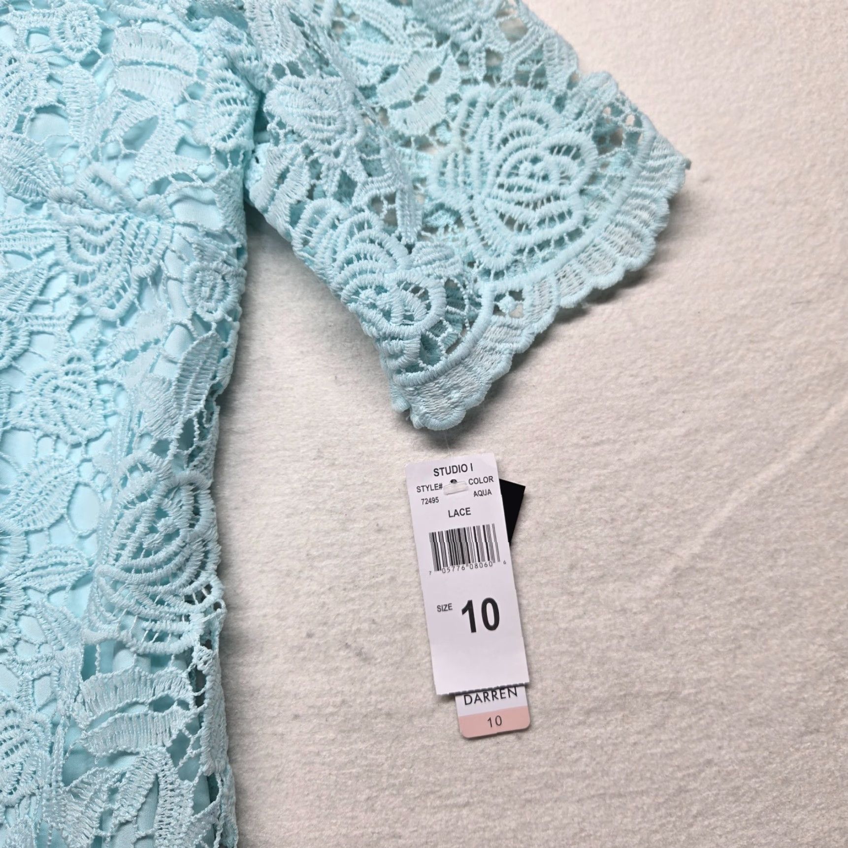 Vintage Sandra Darren Dress Ladies 10 Blue Lace NEW Beautiful Elegant Size L / US 10 / IT 46 - 2 Thumbnail