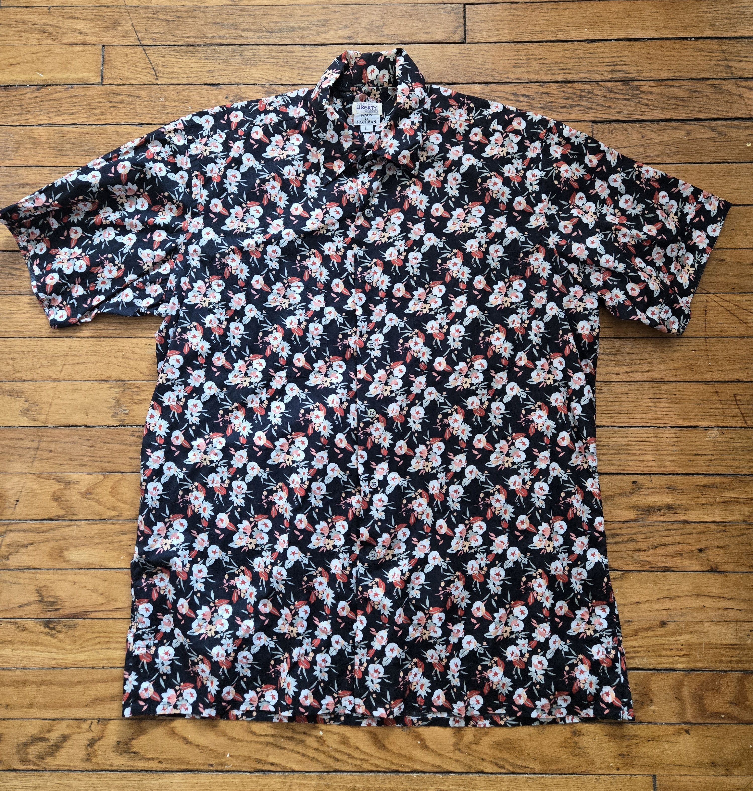 Vintage Vtg Maus & Hoffman L Black Floral Collared Made in USA Size US L / EU 52-54 / 3 - 1 Thumbnail