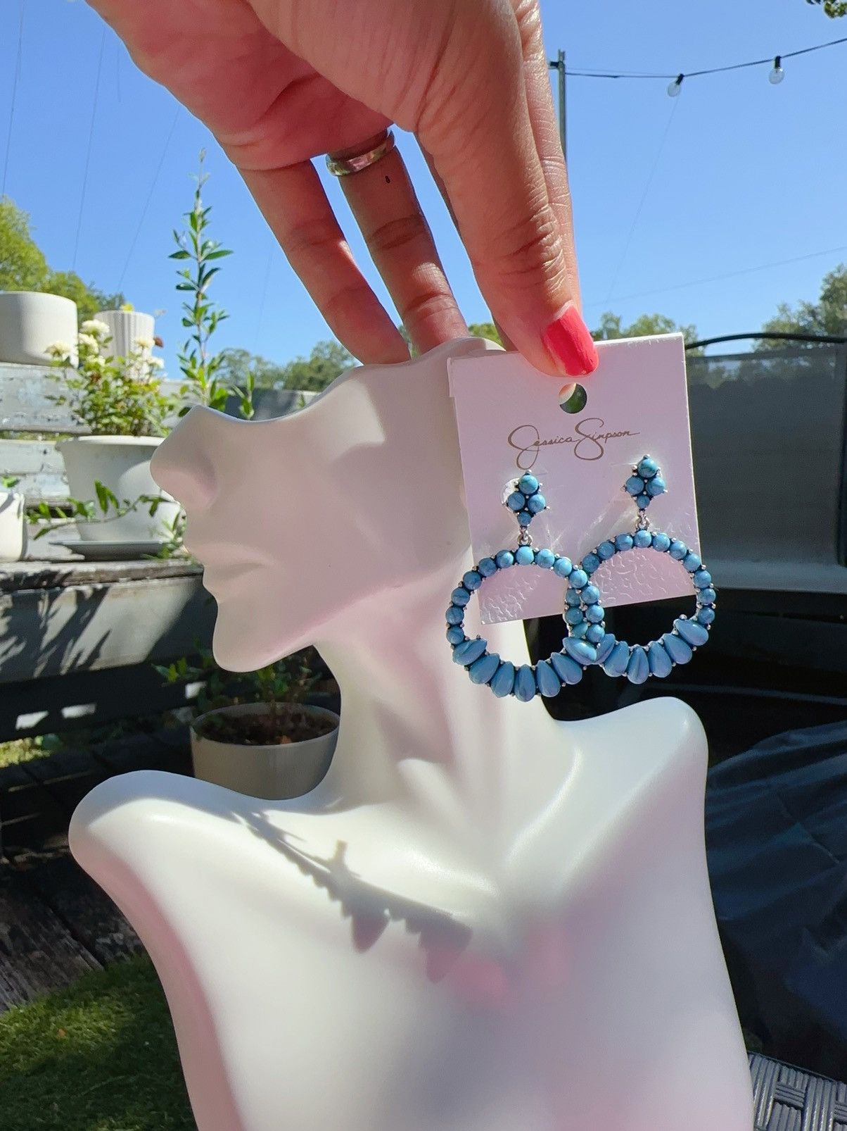 Jessica Simpson Jessica Simpson earrings blue beads silver tone Size ONE SIZE - 4 Thumbnail