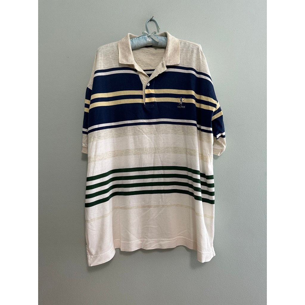 Nautica Vintage Nautica beige and navy striped polo size L Size US L / EU 52-54 / 3 - 2 Thumbnail