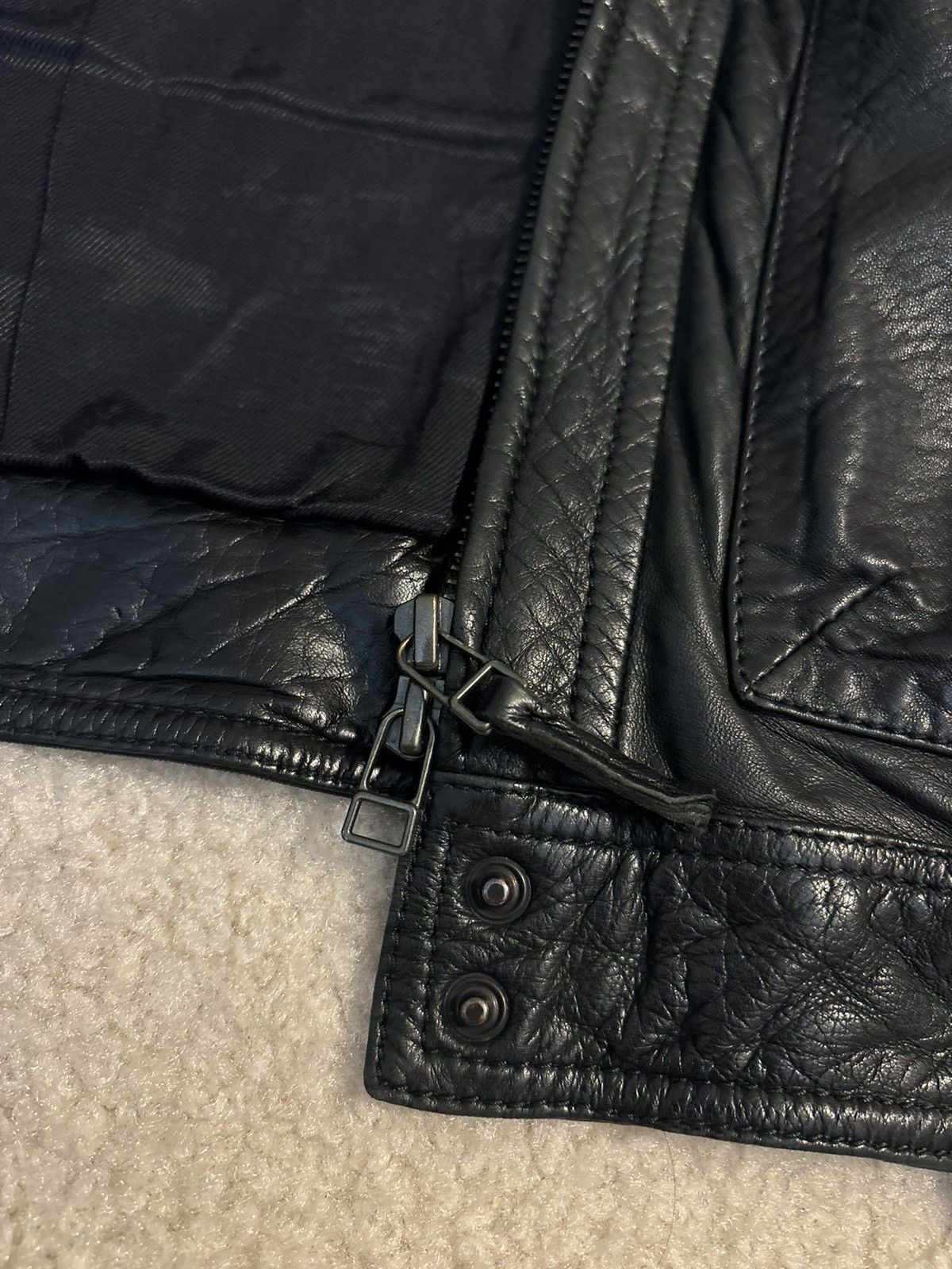 Massimo Dutti Massimo Dutti Zip Up Leather Jacket Black Size S / US 4 / IT 40 - 5 Thumbnail