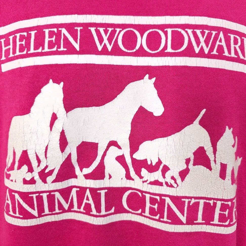 Hanes VINTAGE Hanes Sweatshirt Mens Small Pink 90s Animals Horses Dogs Cats Crew Neck Cotton Blend Long Sleeve Made In USA 80s 90s Animal Rescue Size US S / EU 44-46 / 1 - 3 Thumbnail