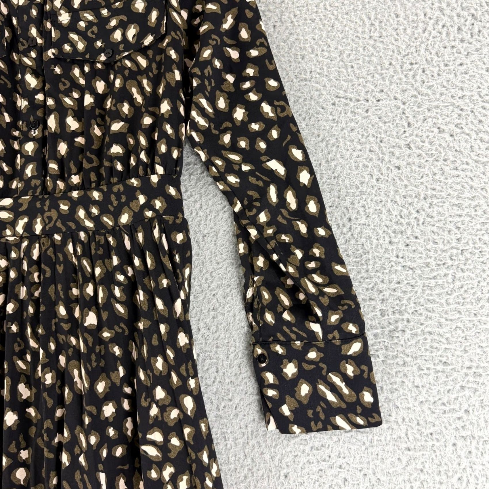 Vintage Molly Bracken Pleated Midi Dress Womens Size S Black Green Leopard Print Shirt Dress Size S / US 4 / IT 40 - 4 Thumbnail