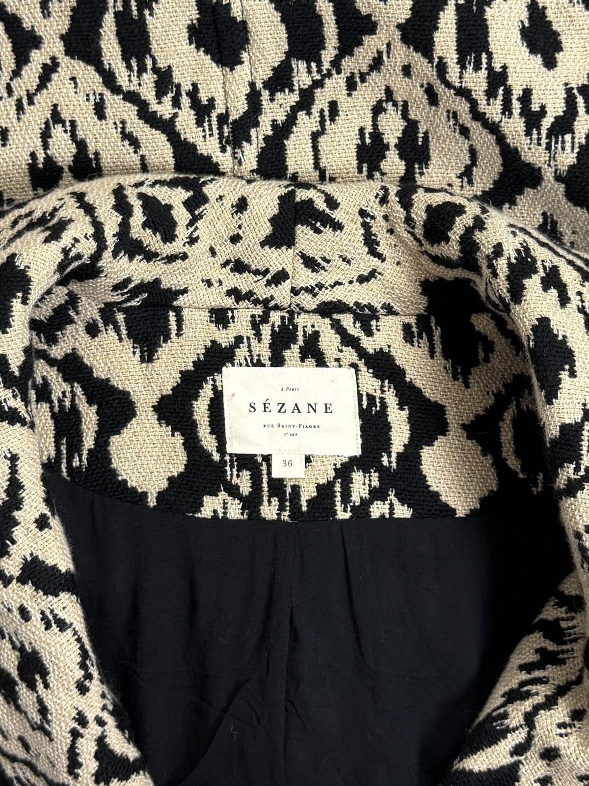 Sezane Sezane Henri Jacquard Ethnique Oversize Pocket Coat Jacket Size S / US 4 / IT 40 - 13 Thumbnail