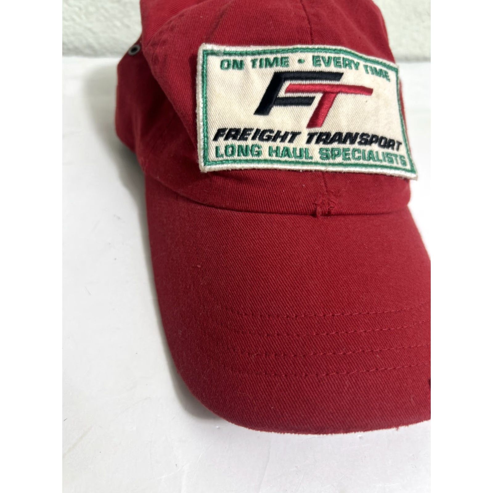 American Eagle Outfitters VINTAGE American Eagle Strapback Baseball Cap Red Distressed “freight Transport” Size ONE SIZE - 3 Thumbnail