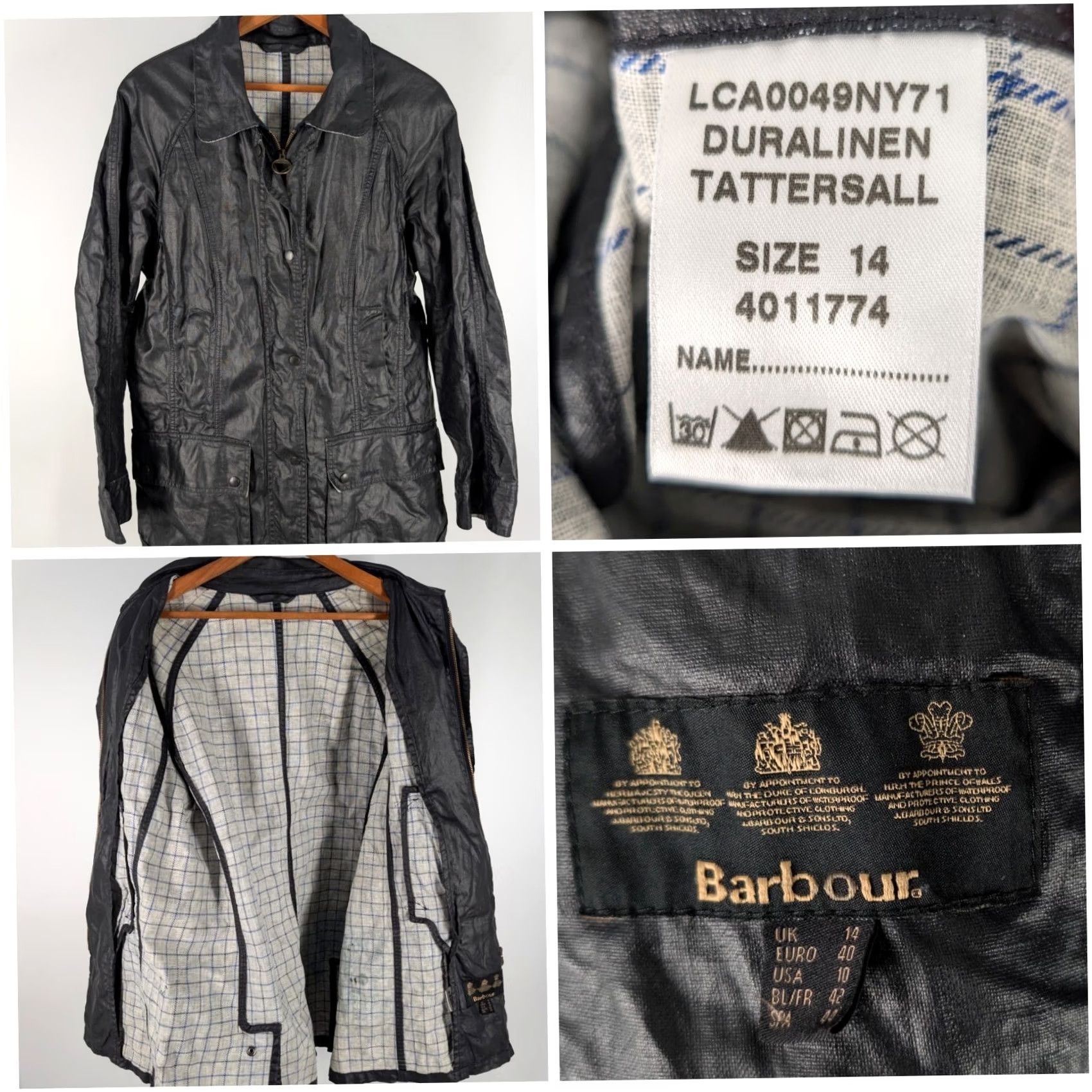 Barbour Barbour Duralinen Tattersall Jacket Womens UK 14 US 10 Black Coated Linen Field Jacket LCA0049NY71 Water Resistant Lightweight Mens? No Size L / US 10 / IT 46 - 2 Thumbnail