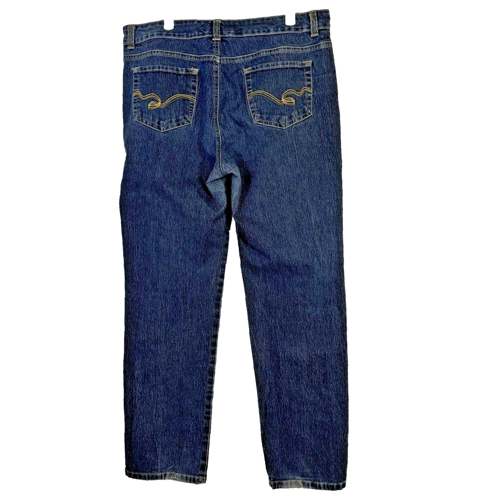 Vintage Relativity Jeans Women's 35 X 28 Blue Denim Stretch Straight Leg High Rise Pockets Slim Comfortable Jeans Size 24" / US 00 / IT 34 - 2 Thumbnail