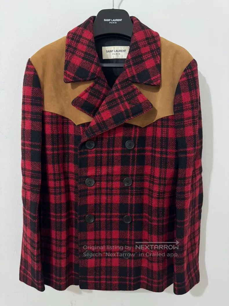 Saint Laurent Paris Saint Laurent Paris Suede Patchwork Black and Red Check Co Size US S / EU 44-46 / 1 - 1 Thumbnail