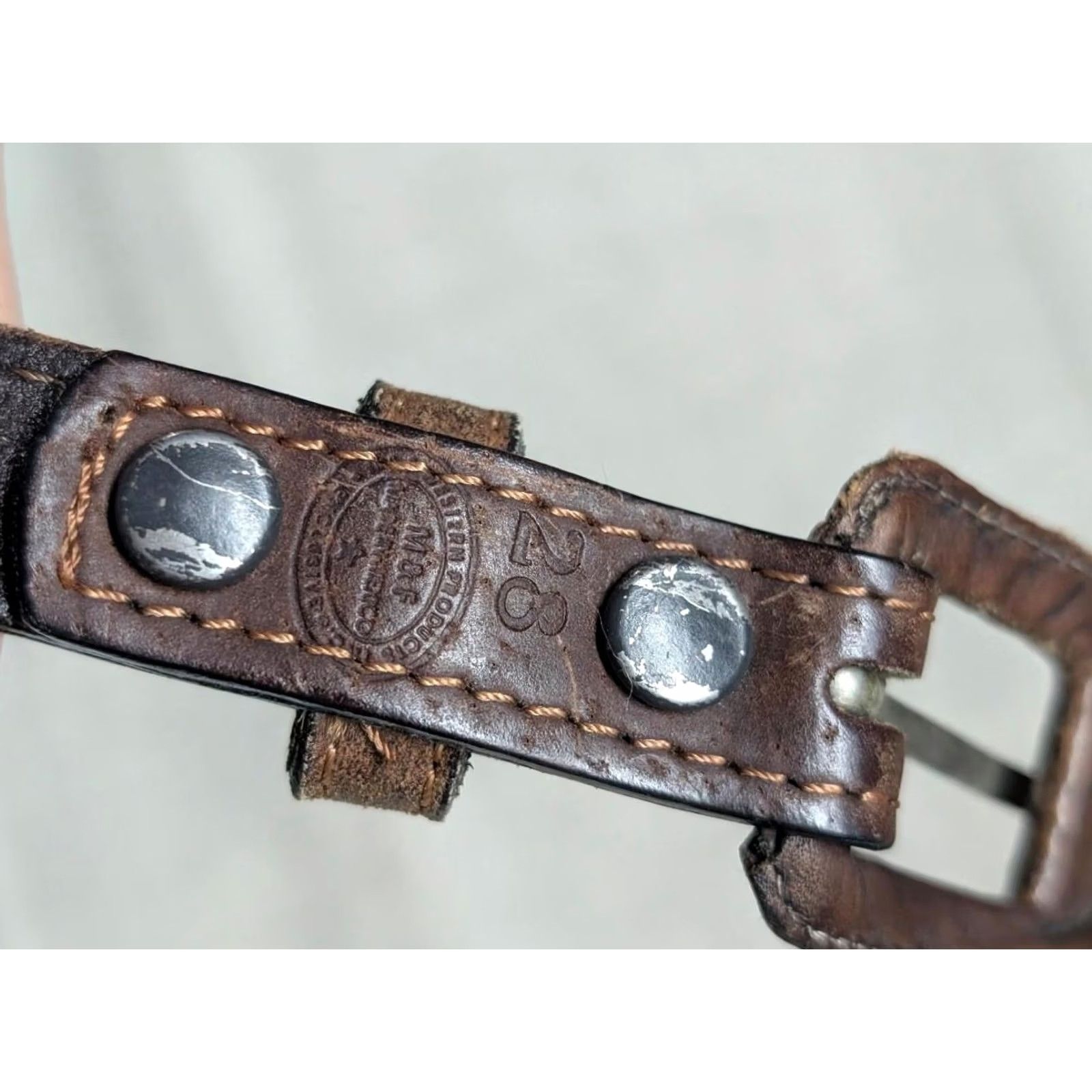 Vintage VINTAGE CONCHO buckle belt WESTERN handcrafted 26 brown COWHIDE leather COWBOY belt Women Size ONE SIZE - 6 Thumbnail